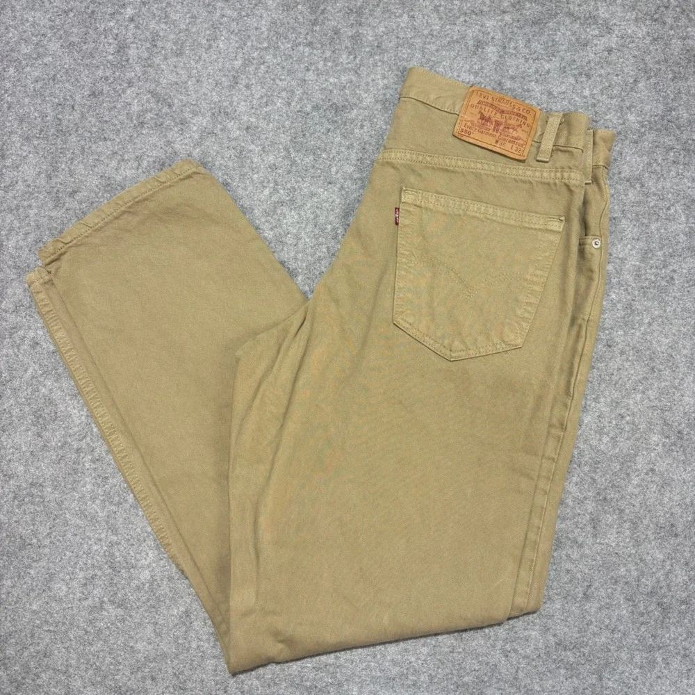 Levis 550 Relaxed Fit Pants Khaki Tan Mens 36x32 Made in USA Vintage Denim